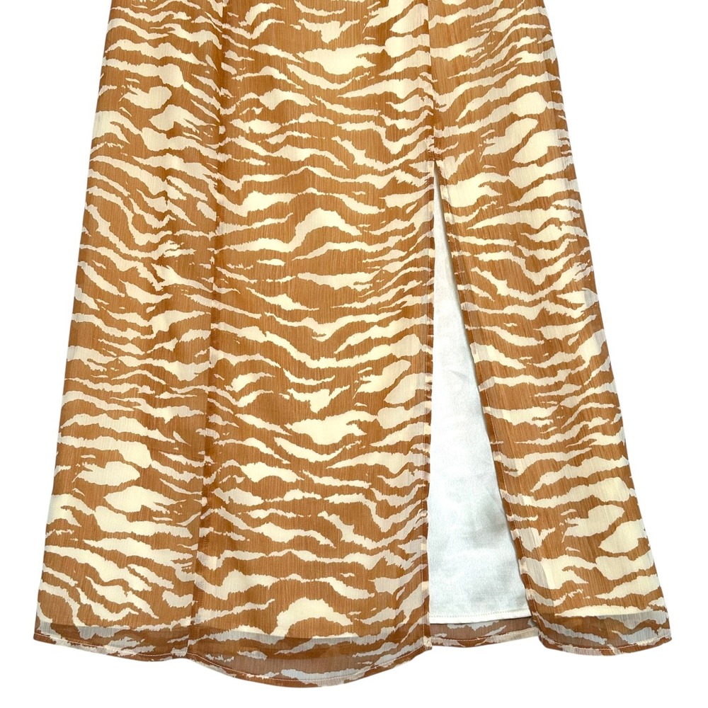 Camila Coelho Dress Bailee Zebra Print Side Slit Tan Cream M Animal Print Boho - Picture 5 of 15